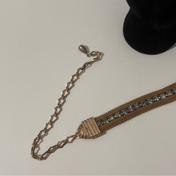 Sarah Coventry Star Lighter Set gold mesh blue topaz rhinestones - Picture 5 of 10